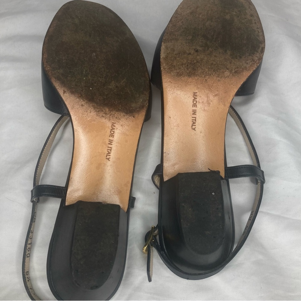 Salvatore Ferragamo Black Heels with Gold Accents - Picture 6 of 6